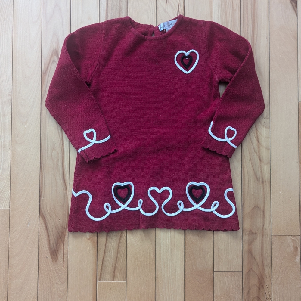 3/15$ Red Long Sleeve Dress with Heart Accents